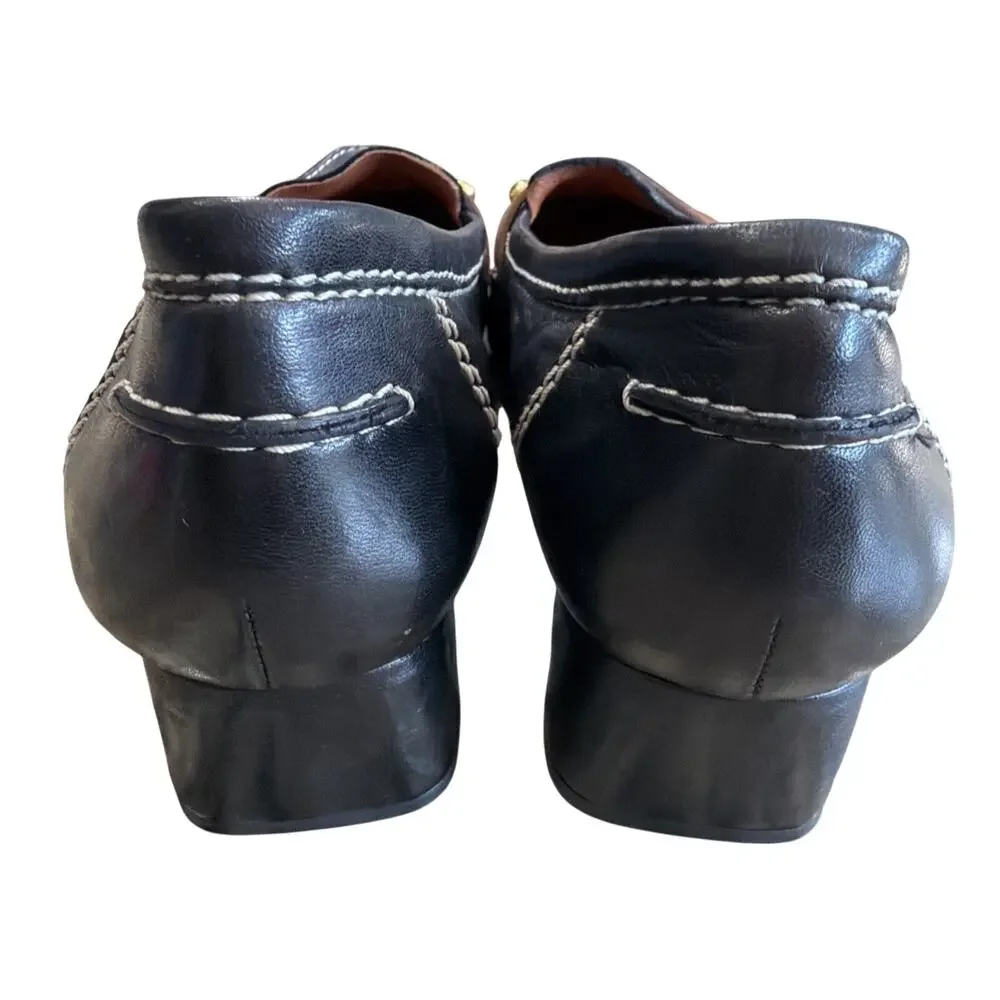 Johnston & Murphy Women's Leather Loafer Heels Black Brown Two Tone pointed 9